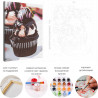 Пример картины и схема Шоколадный кекс с клубникой / Десерт / Сладости Раскраска картина по номерам на холсте AAAA-RS147