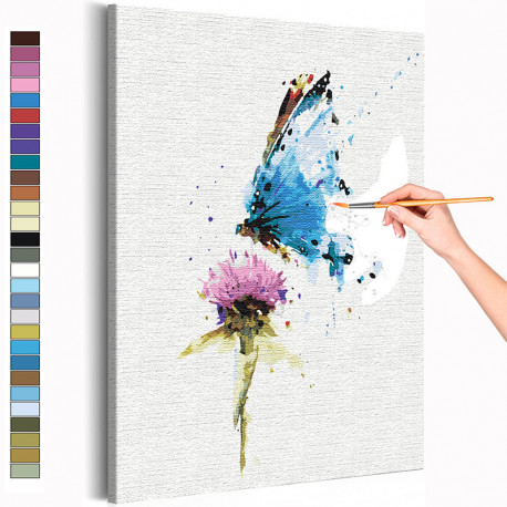  Бабочка и цветок / Полет Раскраска картина по номерам на холсте с неоновой краской AAAA-RS154