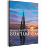  Парусник / Закат на море 80х100 см Раскраска картина по номерам на холсте AAAA-RS219-80x100