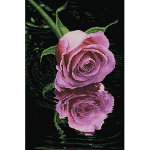 Отражение розовой розы Алмазная вышивка (мозаика) Timkee