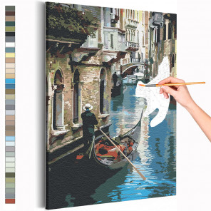 Пример картины и схема Прогулка по Венеции / Италия Раскраска картина по номерам на холсте AAAA-RS203