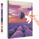 Воздушный шар и поле лаванды / Полет Раскраска картина по номерам на холсте с неоновой краской