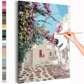  Солнечный дворик / Греция Раскраска картина по номерам на холсте AAAA-RS207