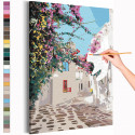Солнечный дворик / Греция Раскраска картина по номерам на холсте