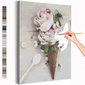  Розы мороженое / Цветы Раскраска картина по номерам на холсте AAAA-RS227