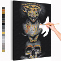 Кот и череп Раскраска картина по номерам на холсте с металлической краской