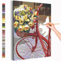 Велосипед и букет цветов / Прогулка Раскраска картина по номерам на холсте