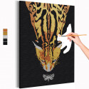 Кот и бабочка / Животные Раскраска картина по номерам на холсте с металлической краской