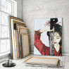 Пример в интерьере Девушка в красном кимоно и меч 80х120 см Раскраска картина по номерам на холсте AAAA-RS213-80x120