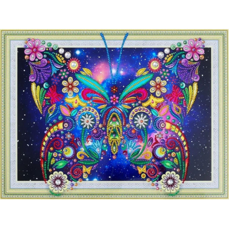  Цветочная бабочка Алмазная картина фигурными стразами Color Kit FM008