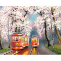 Романтика весенних трамваев Раскраска картина по номерам на холсте