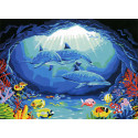 Дельфины в подводной пещере Раскраска картина по номерам на холсте