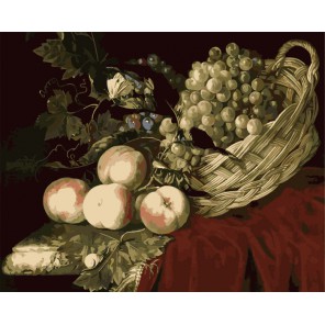 Фрукты в корзине ( художник Willem van Aelst) Раскраска (картина) по номерам акриловыми красками на холсте Menglei