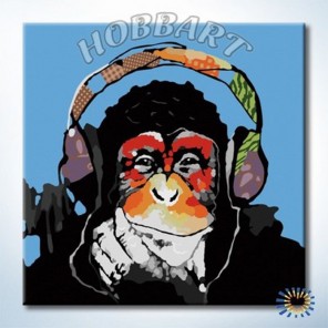 Monkey - Music Чувство ритма Раскраска (картина) по номерам акриловыми красками на холсте Hobbart