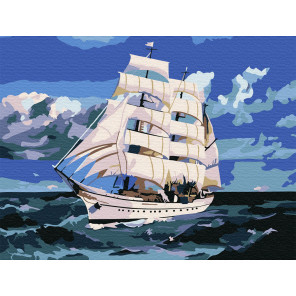  Корабль в море Раскраска картина по номерам на подрамнике KH0793