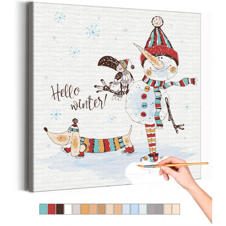  Магия зимы / Новый год / Прогулка с собакой и вороном Раскраска картина по номерам на холсте AAAA-RS381