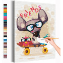 Мышка и птички / Животные Раскраска картина по номерам на холсте с с неоновой краской для детей
