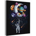 Космонавт, луна, планеты / Космос Раскраска картина по номерам на холсте с неоновой краской