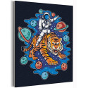 Космонавт на тигре / Тигр символ года Раскраска картина по номерам на холсте с неоновой краской