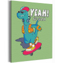 Динозаврик на скейте / Животные / Лето Раскраска картина по номерам на холсте с неоновой краской