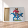 Яркий мопс на динозавре / Собаки / Животные 100х100 см Раскраска картина по номерам на холсте с неоновой краской