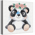 Панда в веночке / Животные Раскраска картина по номерам для детей на холсте