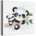 Две панды на ветке / Животные Раскраска картина по номерам для детей на холсте