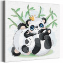 Две панды в зарослях бамбука / Животные Раскраска картина по номерам для детей на холсте