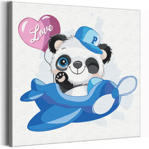  Панда в самолете / Животные Раскраска картина по номерам для детей на холсте AAAA-V0030