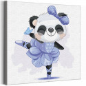 Панда балерина в светло-фиолетовой пачке / Животные Раскраска картина по номерам для детей на холсте