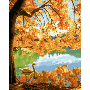  Осенний пейзаж Раскраска картина по номерам на цветном холсте Molly KK0733