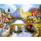 Мост через реку Раскраска ( картина ) по номерам акриловыми красками на холсте Белоснежка