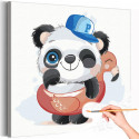 Панда в кепке в надувном круге / Животные Раскраска картина по номерам для детей на холсте