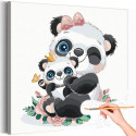 Панды принцессы / Животные Раскраска картина по номерам для детей на холсте с металлической краской