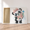 Пример в интерьере Панда девочка с розочками / Животные Раскраска картина по номерам для детей на холсте AAAA-V0076