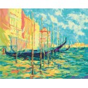 Стоянка гондол. Венеция Раскраска ( картина ) по номерам на холсте Белоснежка