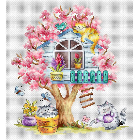  Кошкин дом (весна) Набор для вышивания Многоцветница МКН 60-14