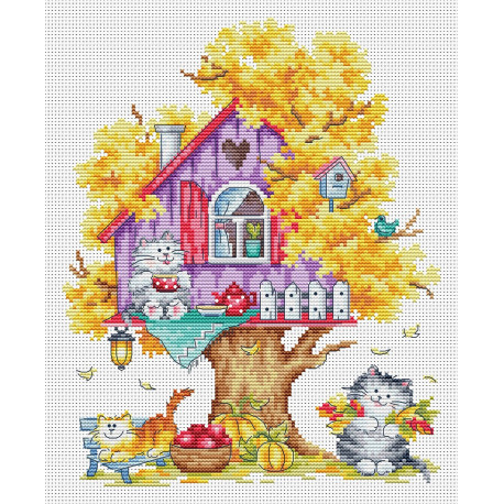  Кошкин дом (осень) Набор для вышивания Многоцветница МКН 61-14