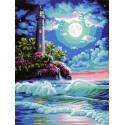 Ночной маяк Раскраска (картина) по номерам на холсте Menglei