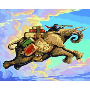Летающий слон Раскраска по номерам акриловыми красками на холсте Menglei