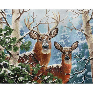  Пара оленей в зимнем лесу Алмазная вышивка мозаика Арт Фея UA531