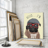 Пример в интерьере Стильный мопс в очках / Собаки / Животные 75х100 см Раскраска картина по номерам на холсте AAAA-V0014-75x100