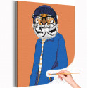 Модный тигр в шапке / Животные / Символ года Раскраска картина по номерам на холсте