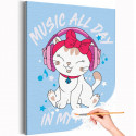 Музыка целый день / Кошки / Животные Раскраска картина по номерам на холсте с неоновой краской