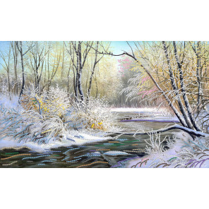  Зимняя река Ткань с рисунком для вышивки бисером Матренин Посад 4228
