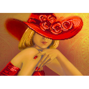  Дама в красном Ткань с рисунком для вышивки бисером Матренин Посад 4108