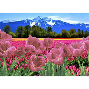  Тюльпаны у гор Ткань с рисунком для вышивки бисером Каролинка ТКБП 3054