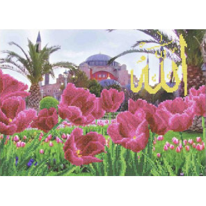  Тюльпаны у Мечети Айя-Софии Ткань с рисунком для вышивки бисером Каролинка ТКБП 3056