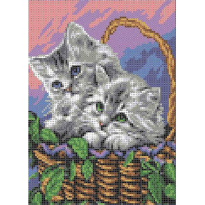  Мамы и их зверята. Котята в корзине Габардин с рисунком для вышивки бисером Каролинка ТКБЖ 4036