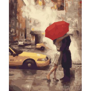 Счастье под красным зонтом (художник Daniel Del Orfano) Раскраска по номерам акриловыми красками на холсте Живопись по номерам